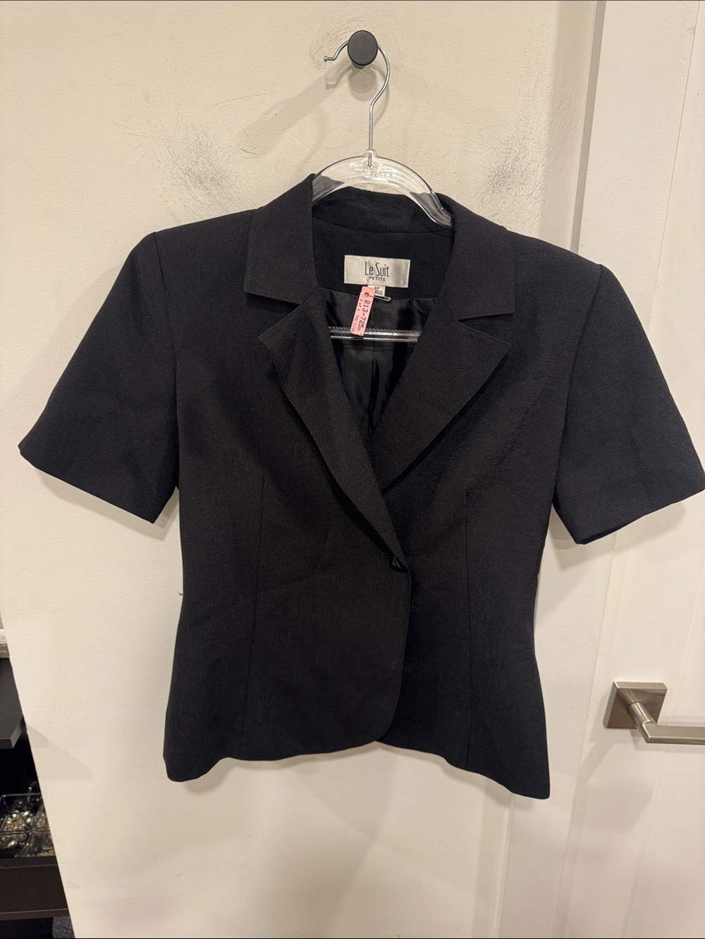 Le Suit Black Short Sleeve Tailored Blazer Jacket